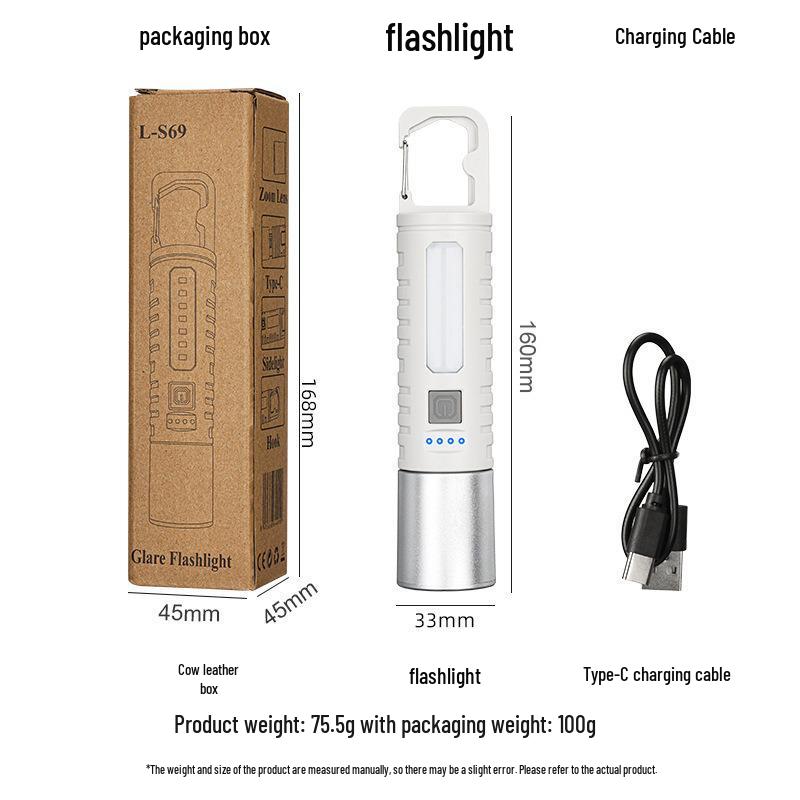 Portable USB Rechargeable High-Brightness LED Flashlight for Outdoor and Emergency Use