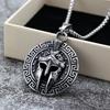 Antique Spartan Warrior Mask Stainless Steel Mens Pendant Necklace Single Sided Design