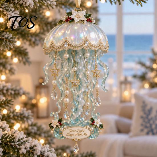 Festive Aquatic Theme Gift Marine Life Christmas Ornament, Acrylic Ocean Animal Hanging Decor for Tree, Creative Holiday Pendant Home Party,