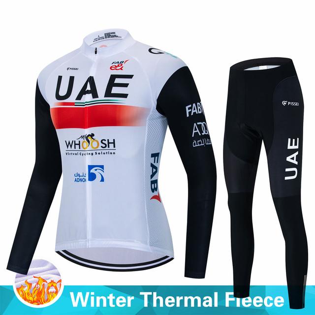 2023 команда ОАЭ, зимний флисовый комплект велосипедного трикотажа, мужской Ropa Ciclismo Hombre MTB, велосипедная одежда с длинными рукавами, 19D гелевая подкладка