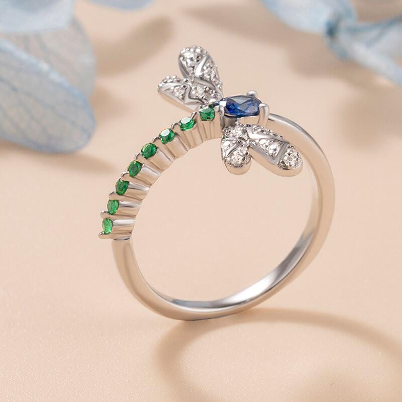 Кольца Huitan Chic Dragonfly для женщин, синие, зеленые, с фианитами, повседневное, эффектное, для девочек, подарок на день рождения, танцевальная вечеринка, новые модные украшения