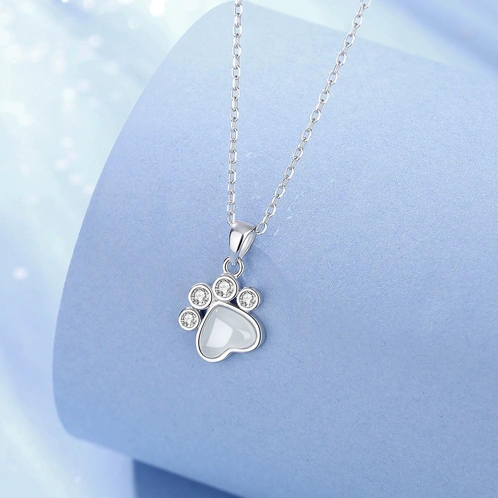 Fashion Jewelry 925 Sterling Silver Elegant Cat's Paw Pendant Necklace for Women Factory 925 Silver Jewelry