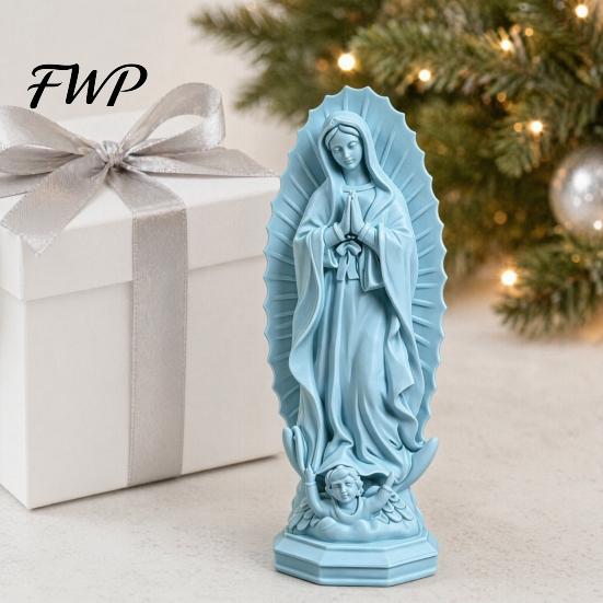 Faith Symbol Decoration Virgin Mary Statue, Religious Resin Sculpture, Blessed Holy Smooth Surface Statue Mother Figurine for Catholic Home Desk Decor