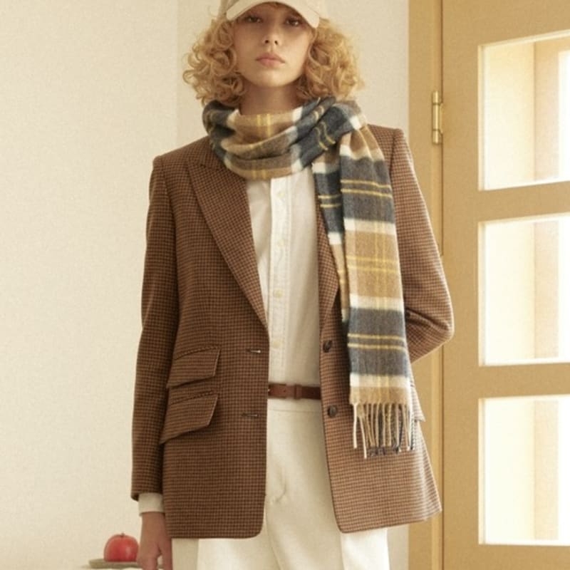 ABRAHAM MOON Шарф из мериносовой шерсти 25 см - Woodhouse Джинсово-желтый