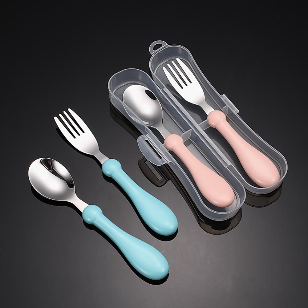 Набор столовых приборов с изображением мультфильмов для детей, детская посуда из нержавеющей стали, столовые приборы для малышей, детское питание, ложка, вилка