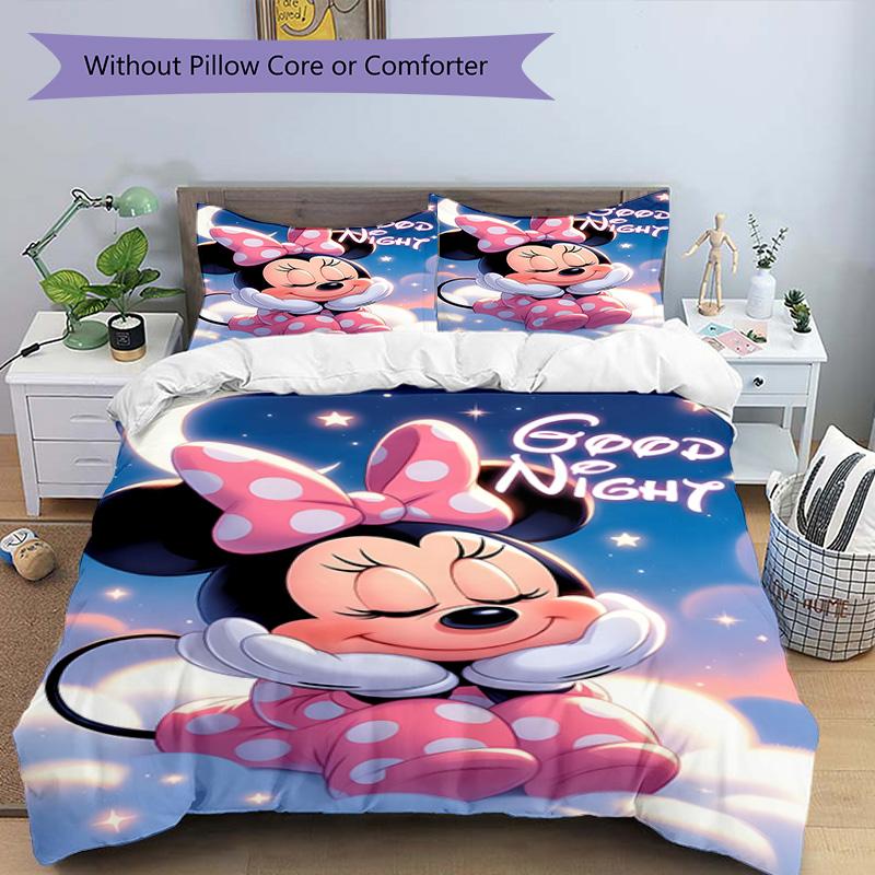 3pcs M-Mouse Design Cover Set - HD Printed Bedding with 1 Cover and 2 Pillowcases - Perfect for Home and Dorm Decor