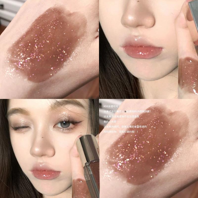 Herorange Clear Watery Lip Glaze Sparkling Mirror Lip Gloss Fine Shimmer For Plump Juicy Lips Watery Glaze Hydrating Lips
