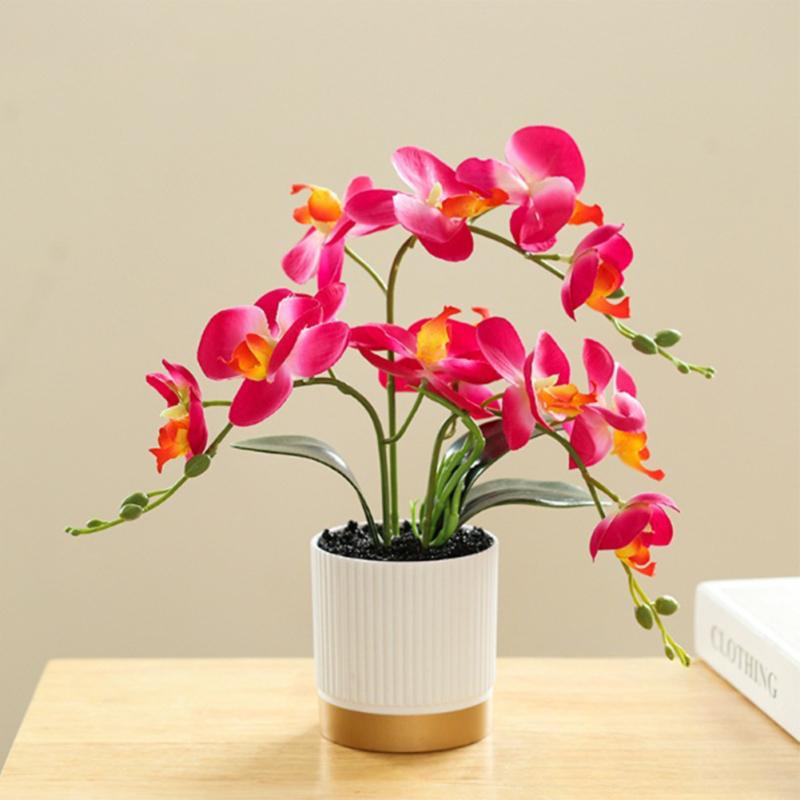 3 головы искусственная бабочка орхидея бонсай моделирование поддельные горшечные растения для дома, спальни, жизни