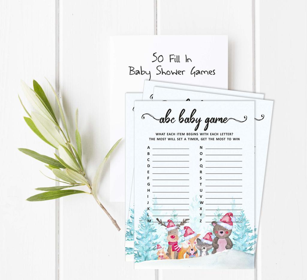 Inkdotpot 50 BabyA AlphabetA ABCA GameA Winter Jungle Theme Baby Shower Game Gender Neutral Party