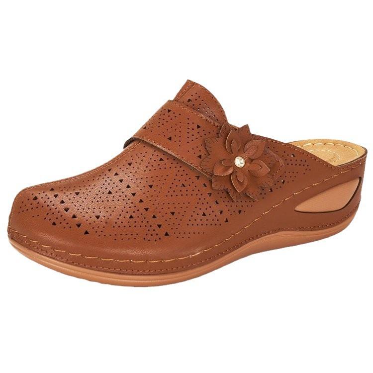 Summer foreign trade new 2025 Baotou flower slope heel women's sandals European and American large size hollow sandals women's tide