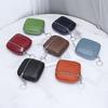 Women's Genuine Leather Mini Coin Purse with Zipper - Compact Storage for Driver's License, Lipstick, and Earphones.
