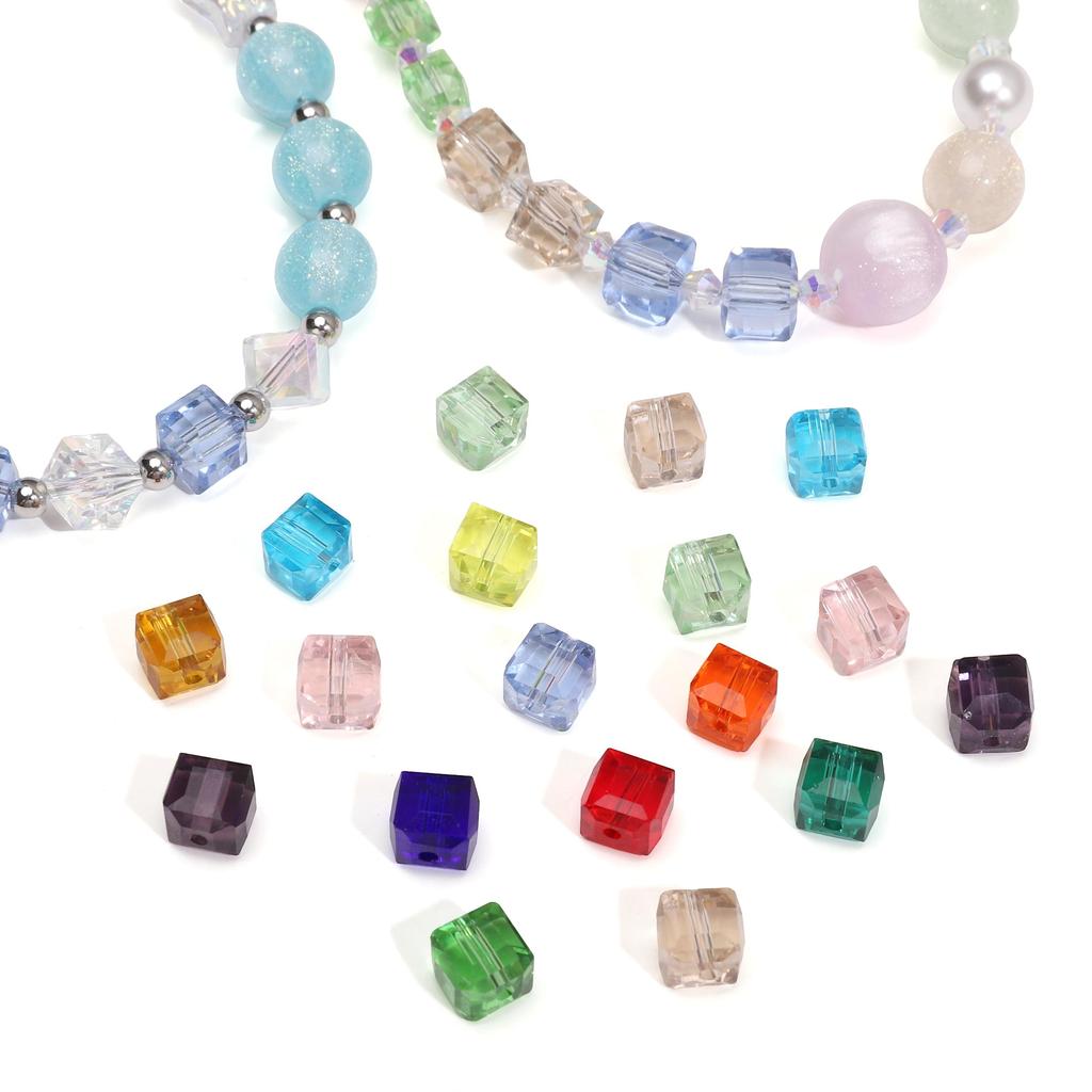 Прозрачные стеклянные хрустальные квадратные бусины разных цветов для изготовления бижутерии своими руками