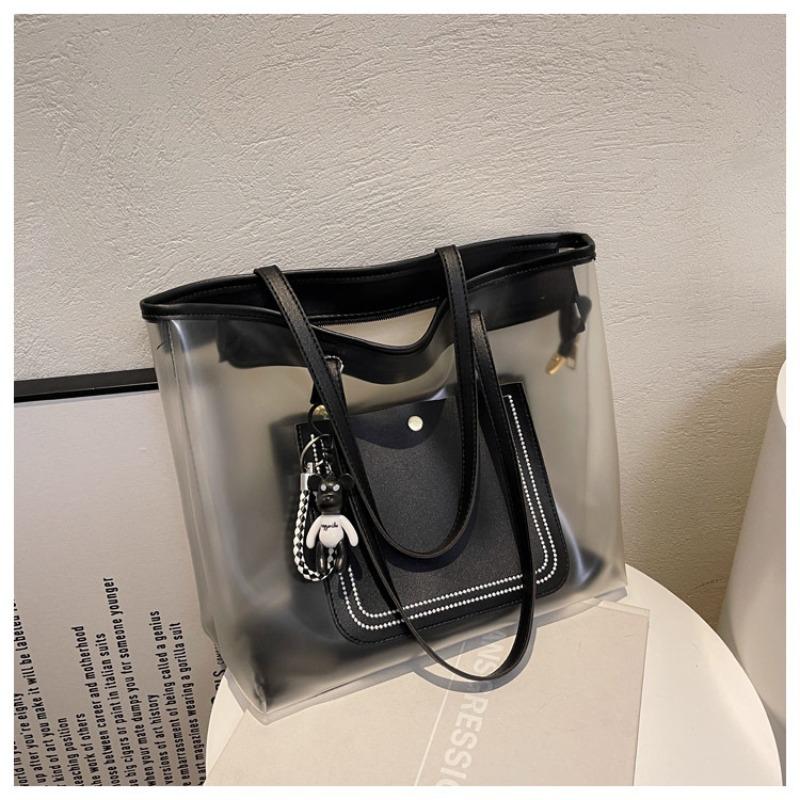 Прозрачная сумка большой вместимости женская летняя новая модная популярная универсальная сумка через плечо сумка-тоут