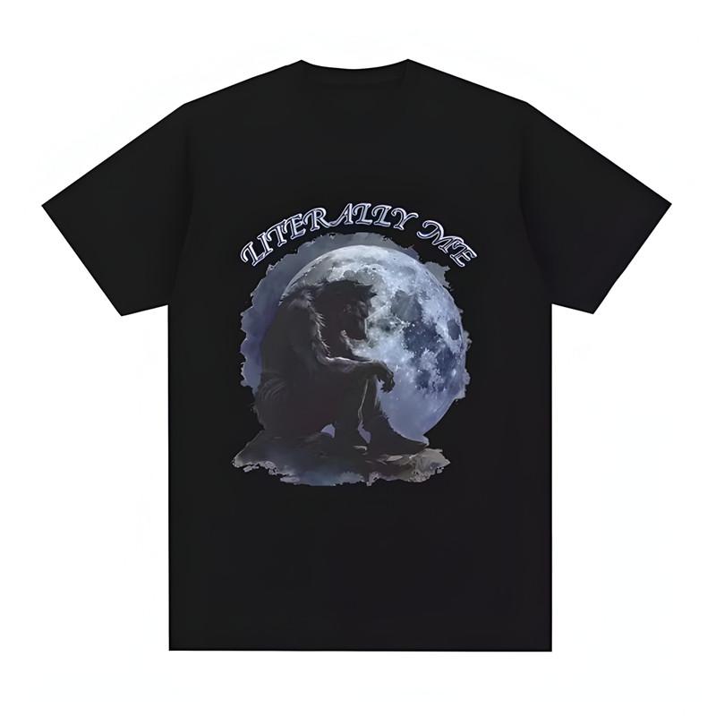Creative  Wolf Who Can Make Phone Calls Humorous Handsome Simple Casual Tshirt Mens and Womens Luxury Brand Top