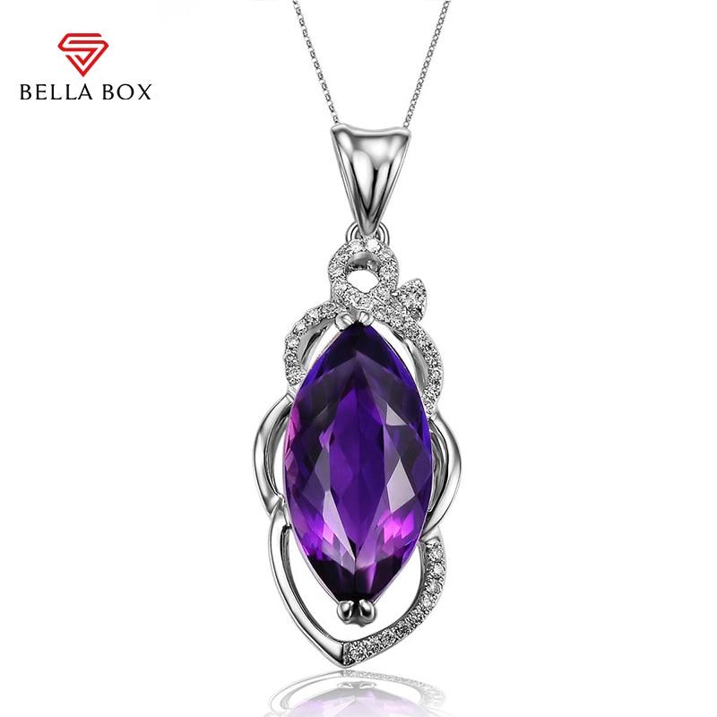 BELLA BOX Классическое ожерелье с подвеской для женщин с фиолетовым цирконом, роскошные помолвочные украшения