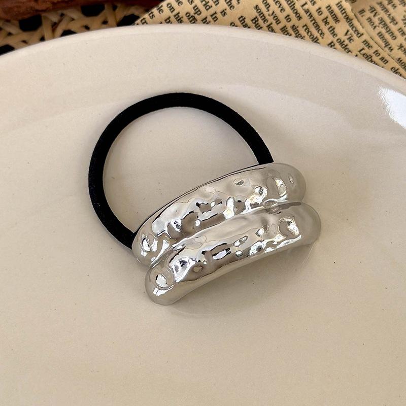 Cool Elegant Temperament Geometric Metal Hair Rope for Woemn Korean Style High Elasticity Does Not Hurt The Hair Scrunchies Fash