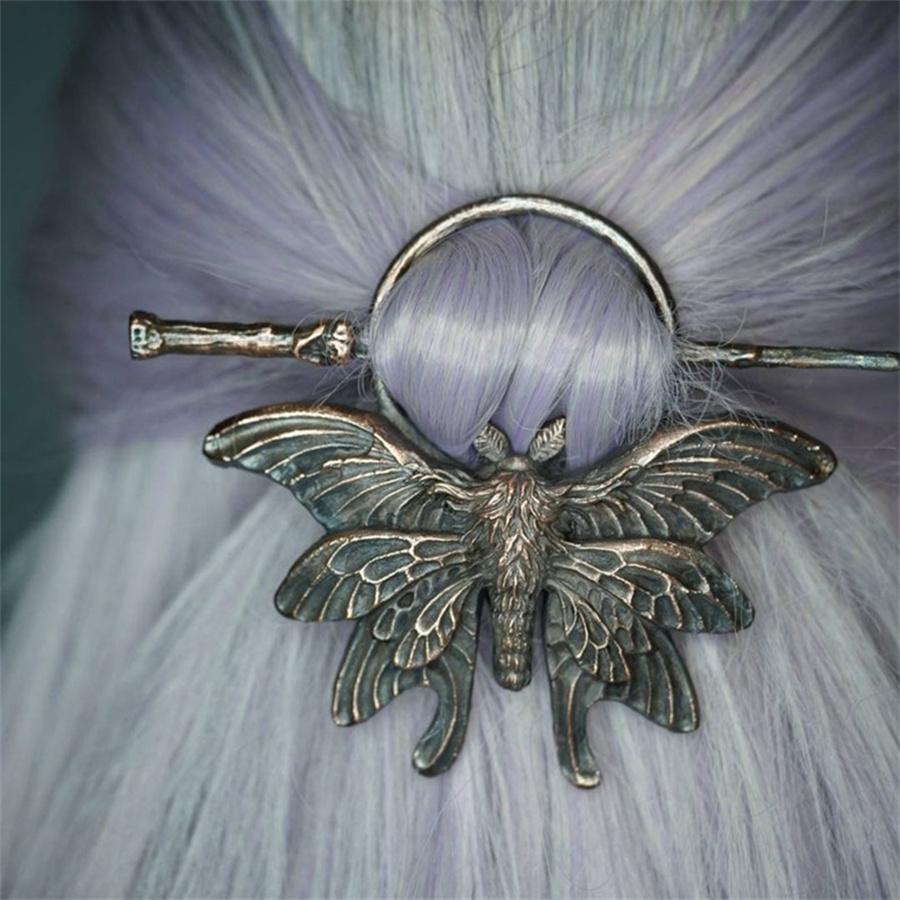 New Gothic Retro Cow Skull Skeleton Moonstone Hair Clips Hairpins for Women Fashion Deer Horn Hair Stick Hair Styling Tools