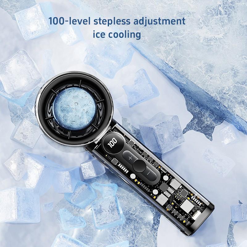 Складной портативный ручной вентилятор Ice Cool, регулируемая скорость ветра 100 уровней, высокоскоростной турбо-режим для длительного времени работы от батареи, охлаждение на улице