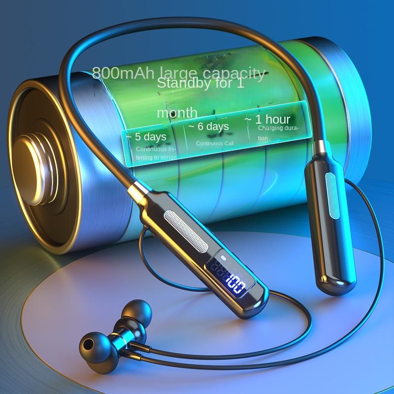 Новая умная гарнитура с цифровым дисплеем и шагомером, подвесная шейная гарнитура, беспроводная спортивная гарнитура-вкладыш с большой батареей, подключаемая карта, Bluetooth-гарнитура