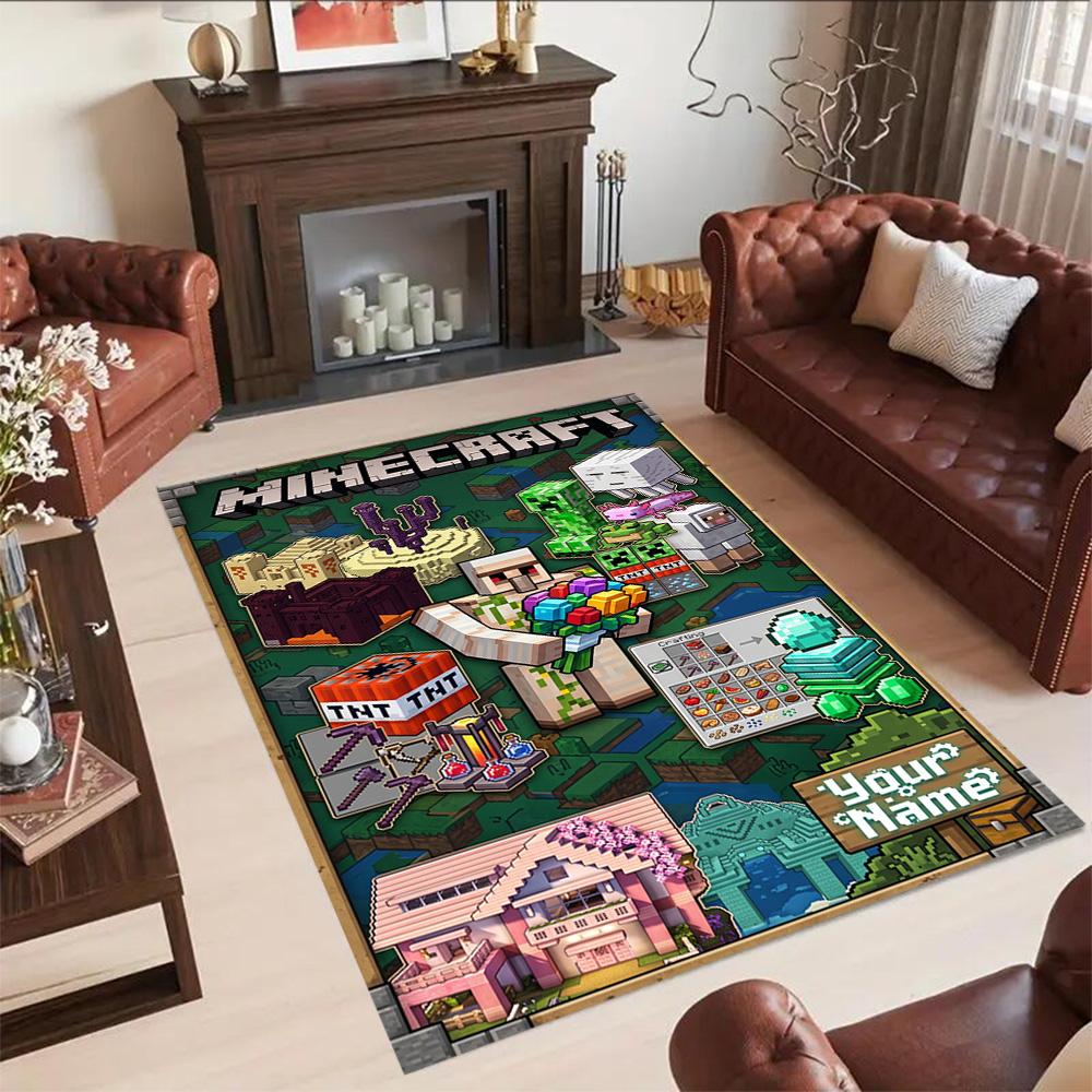 Minecraft Customize Text Floor Rug Office Rug Design For Balcony Decorate Room Study Room Outdoor Antislip Rug Anime Office Decor