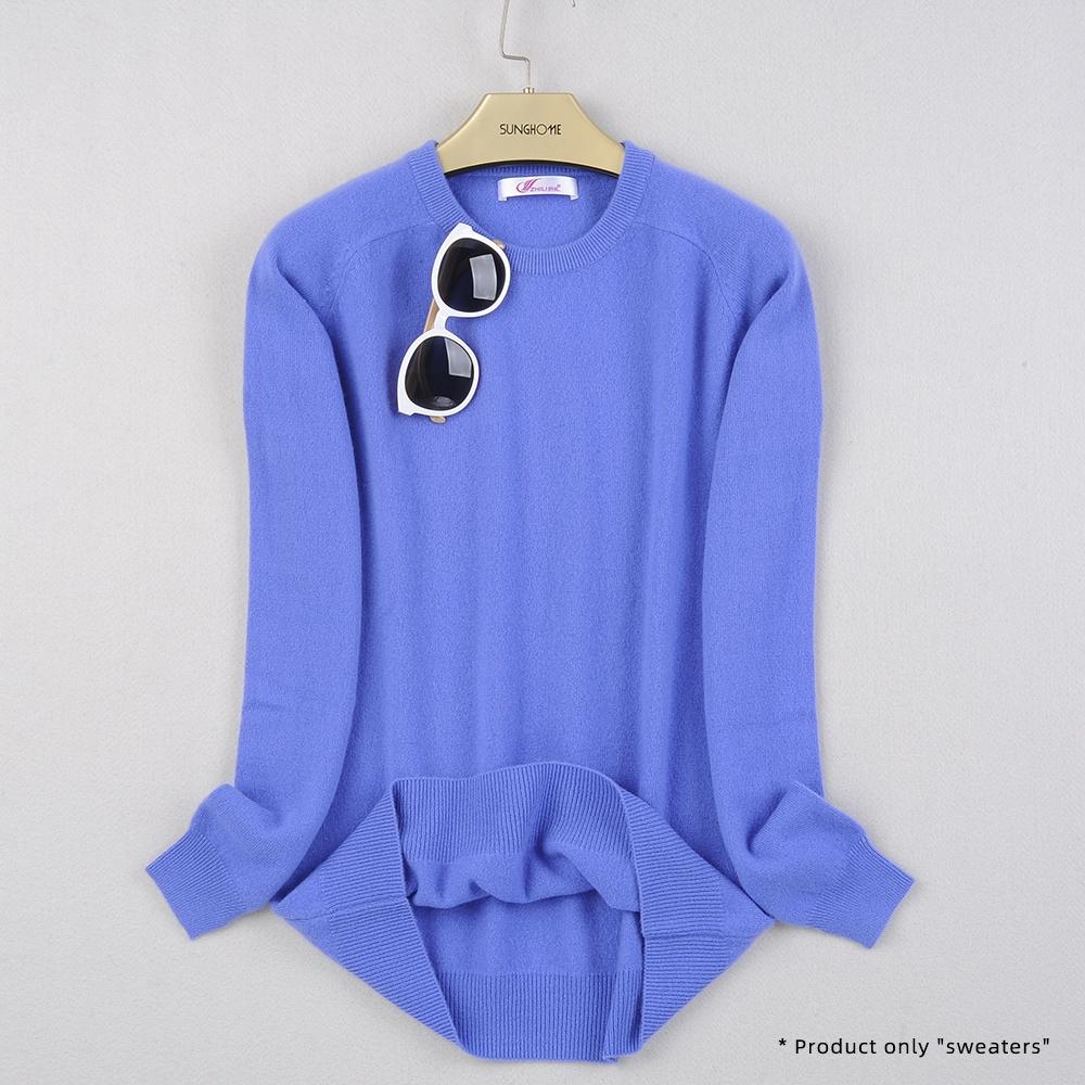 Женский кашемировый свитер с круглым вырезом для тепла и комфорта вязаный свитер с длинными рукавами