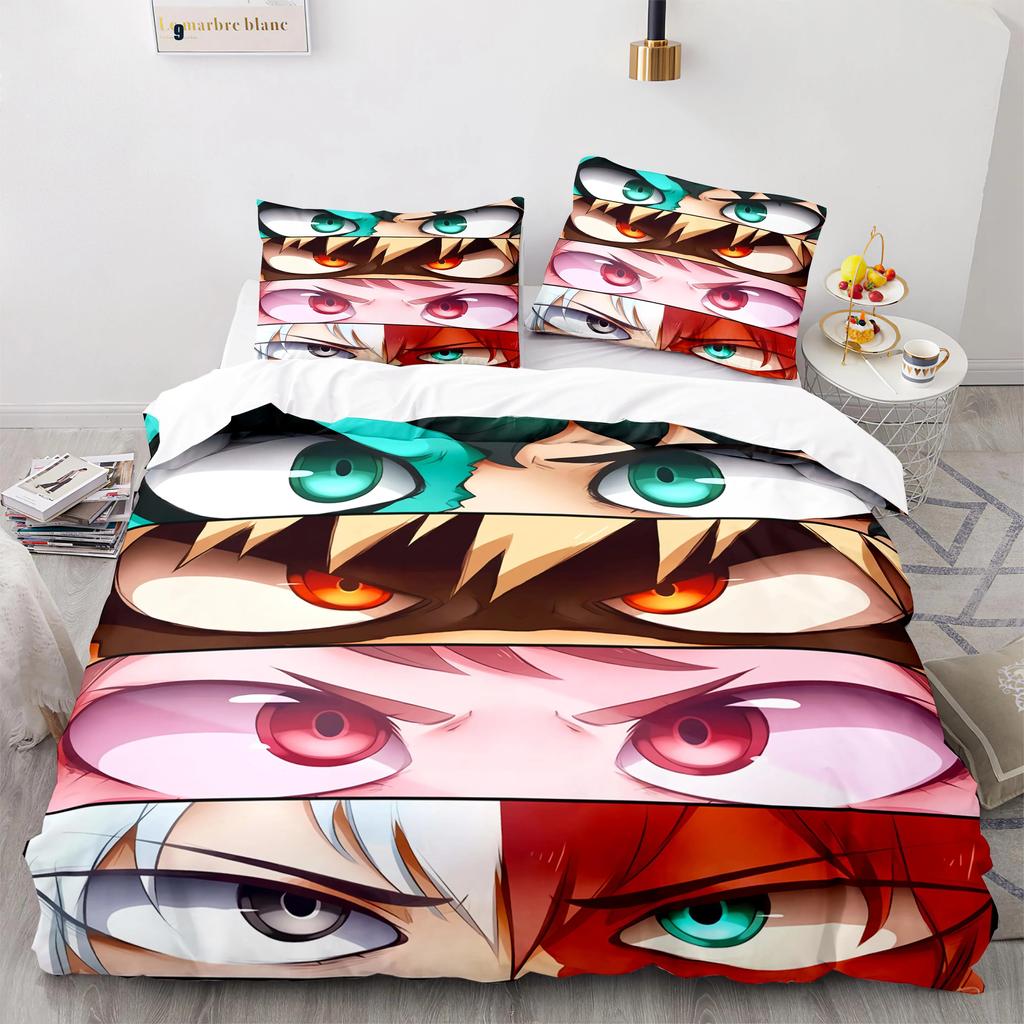 Новый японский аниме Набор постельного белья с принтом Моя геройская академия Мультяшные пододеяльники Наволочки Одеяло Комплект постельного белья Постельное белье