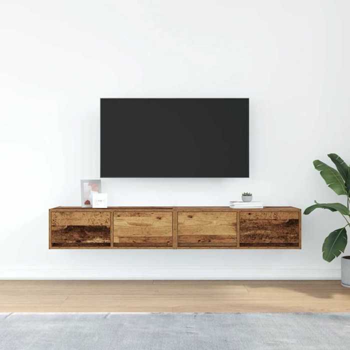 VidaXL TV Furniture 2 Pcs Old Wood 80x31x25.5 Cm Engineered Wood, TV Bench, Hi-fi Cabinet, Entertainment Center, Buffet 861523