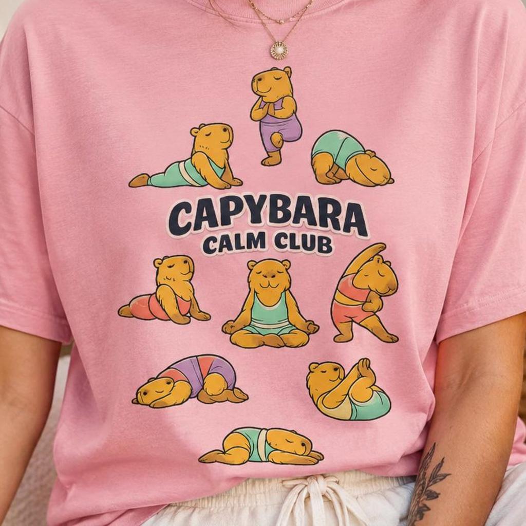 Capybara Yoga Shirt, Funny Yoga T-Shirt, Cute Capybara Shirt, Meditation Tee, Yoga Lover Gift, Capybara Lover Tee Shirt, Funny Fitness Shirt