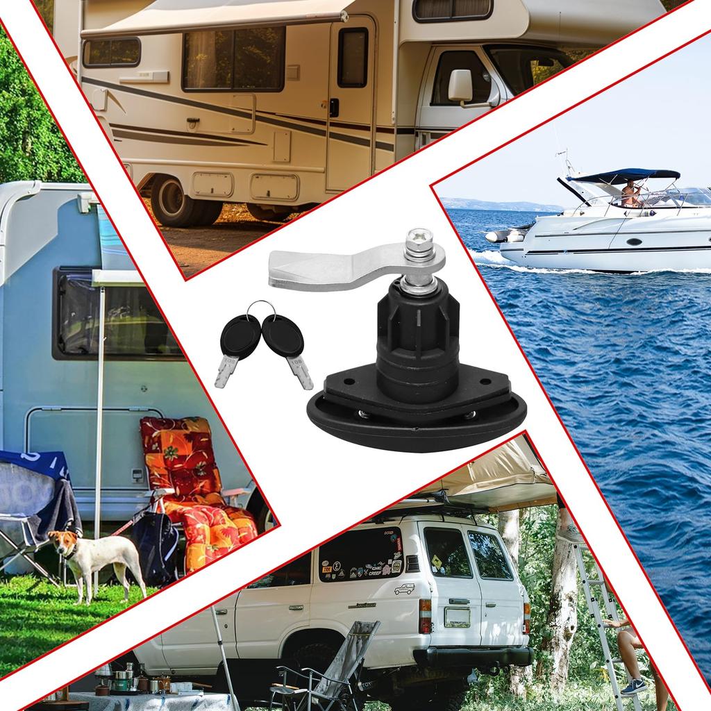 HWHongRV Camper Shell RV Locks for Storage Pickup and Black Zinc Alloy Lock Body Locks, 2-Piece T-Handle Doors, Trucks, Boats, Right-Hand Keyed,