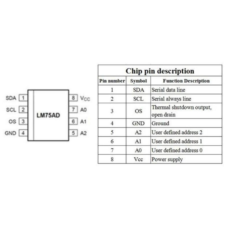 LM75 CJMCU-75 Модуль датчика Датчик температуры Высокоскоростной интерфейс I2C IIC Высокоточный LM75A