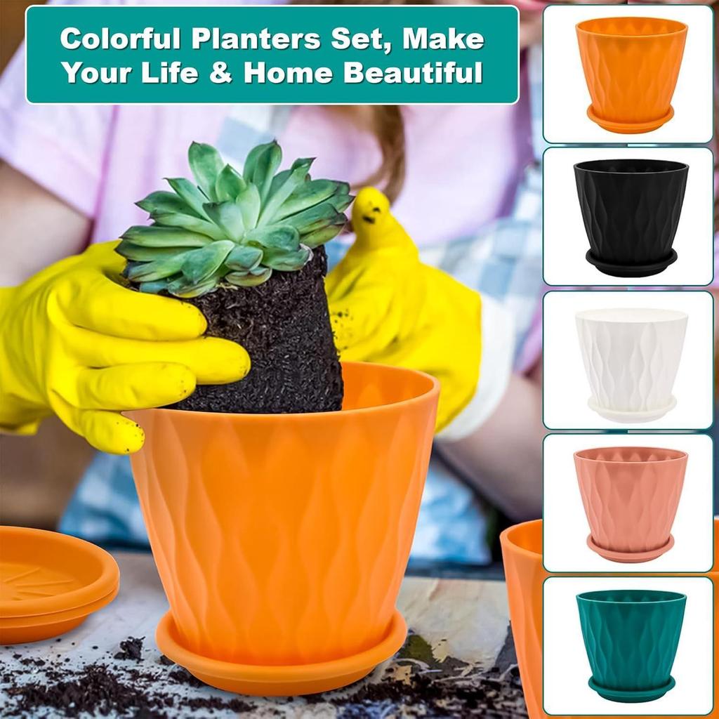 Pack of 5 Round Flower Pots for Home Planters, Terrace, Garden Etc | Multicolor | Suitable for Home Indoor & Outdoor Gardening Plants