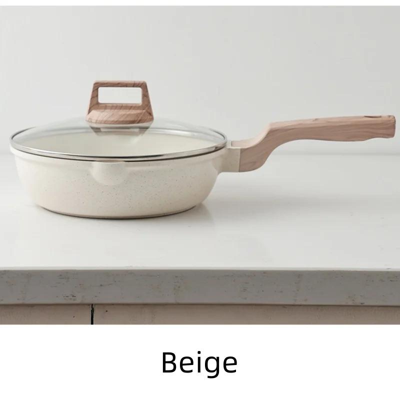 Сковорода с крышкой, антипригарная сковорода для омлета, сотейник с деревянной ручкой, для общего пользования, для газовой и индукционной плиты, кухонный аксессуар