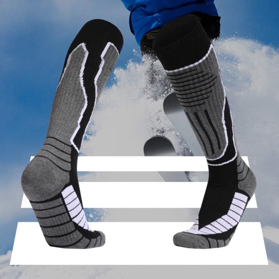 1 пара тепловых лыжных носков до колена, нескользящие манжеты, дышащие, износостойкие, влагоотводящие, спортивные носки для сноуборда