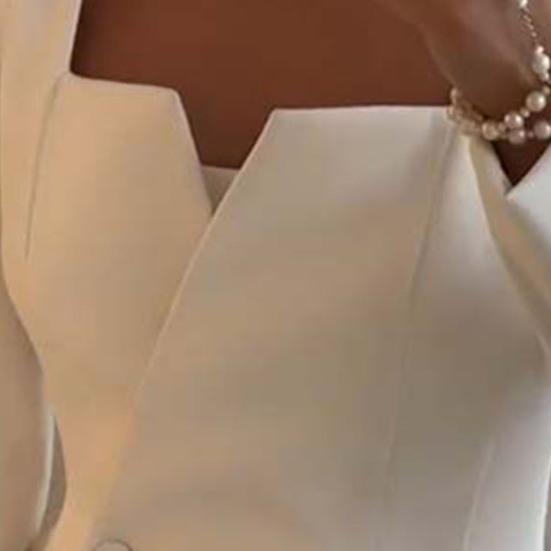 2 шт./комплект женский пальто юбка костюм квадратный вырез двубортный однотонный топ с длинным рукавом облегающая юбка выпускной деловой офисный наряд