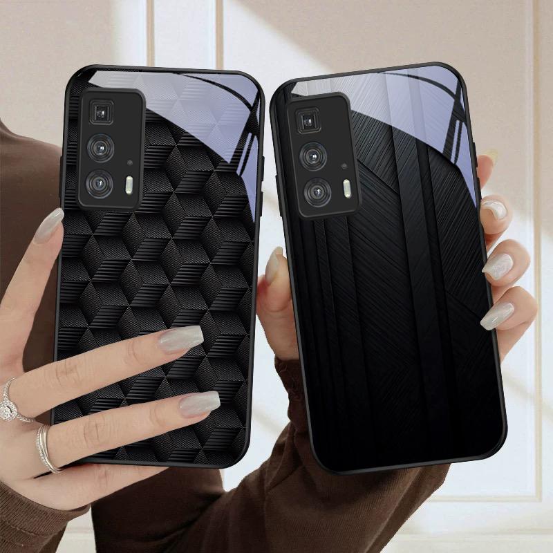 Темная геометрическая текстура Для Motorola Moto Edge 20 Lite 30 Pro 40 Neo 50 Ultra G14 G22 G24 Power 34 G35 X30 Pro Стеклянный чехол для телефона