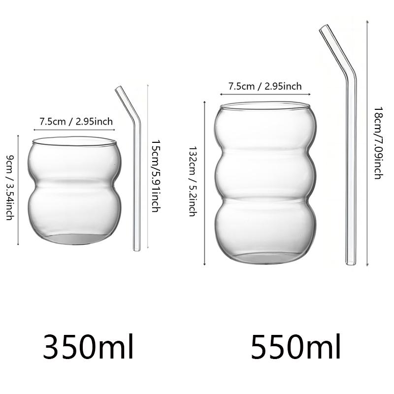 350/550 мл Прозрачная стеклянная чашка Чашка для холодного кофе с соломинкой Десертный сок Молочная посуда Кружка Бокалы для вечеринок Кофейная чашка