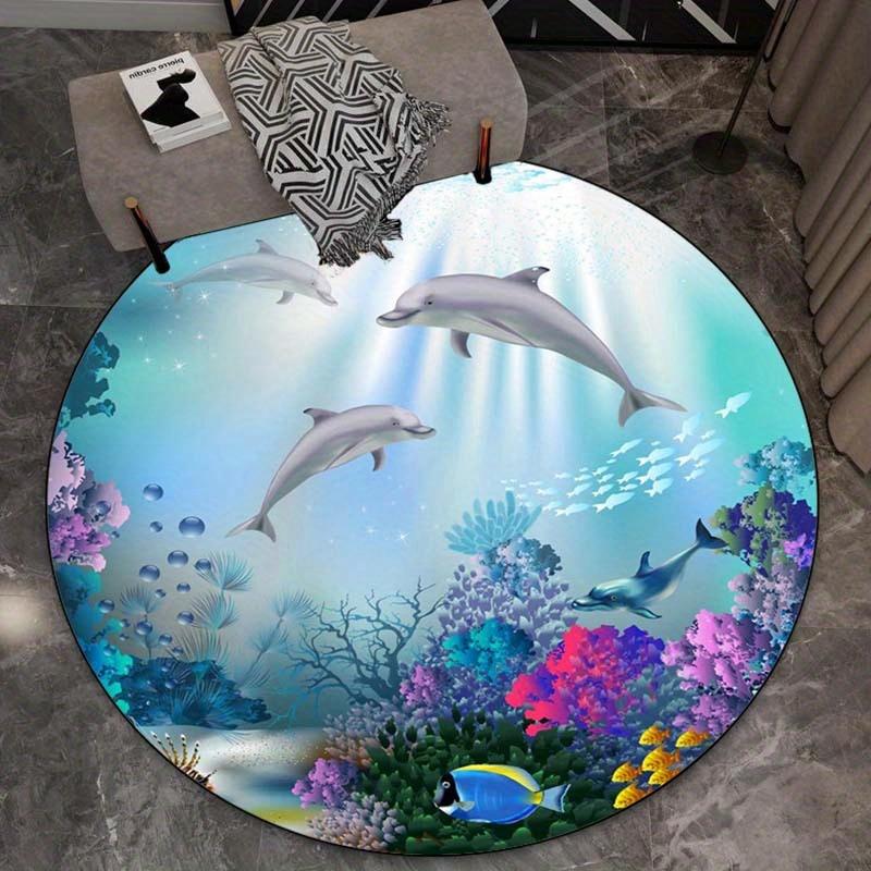 3D ковер с принтом дельфинов и океана, нескользящий ковер, художественный напольный коврик для гостиной, спальни, игровой зоны