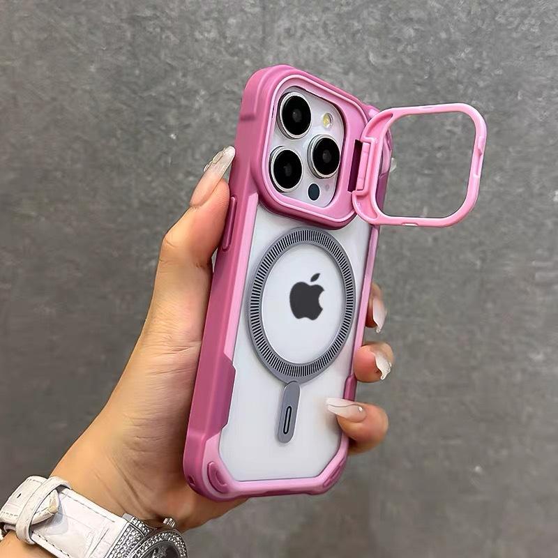 Подходит для чехла на телефон Apple 17 16 креативный держатель для объектива iPhone15promax магнитное притяжение защита от падения прозрачный и простой