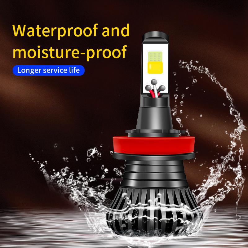 2 шт. светодиодные автомобильные фары H8 H9 H11 H7 HB3 HB4 9005 9006 H27 880 881 H3 H1 светодиодные лампы для фар двухцветные автомобильные противотуманные фары
