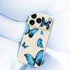 For iPhone 17 Pro Max Case Blue Butterflies Pattern Printing Straight Edge TPU Phone Back Cover