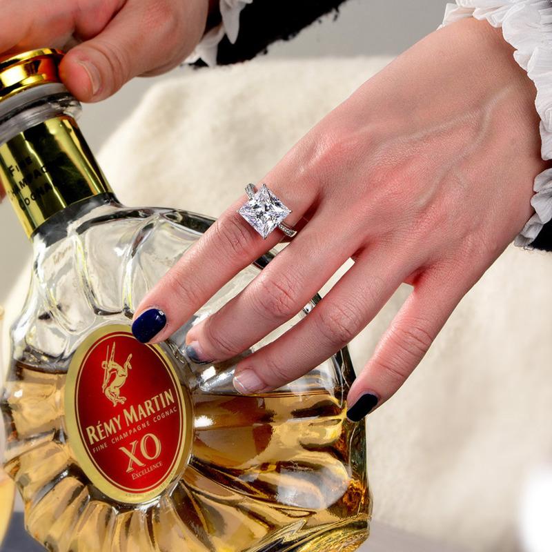 Gica Gema 925 Sterling Silver Yellow Square Ring For Women Fine Temperament High Grade Jewelry Gift