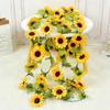 Artificial Sunflower Flower Vine Silk Fake Plant Rattan Garland For Wedding Arch Home Garden Decoration DIY Wall Hanging Wreath