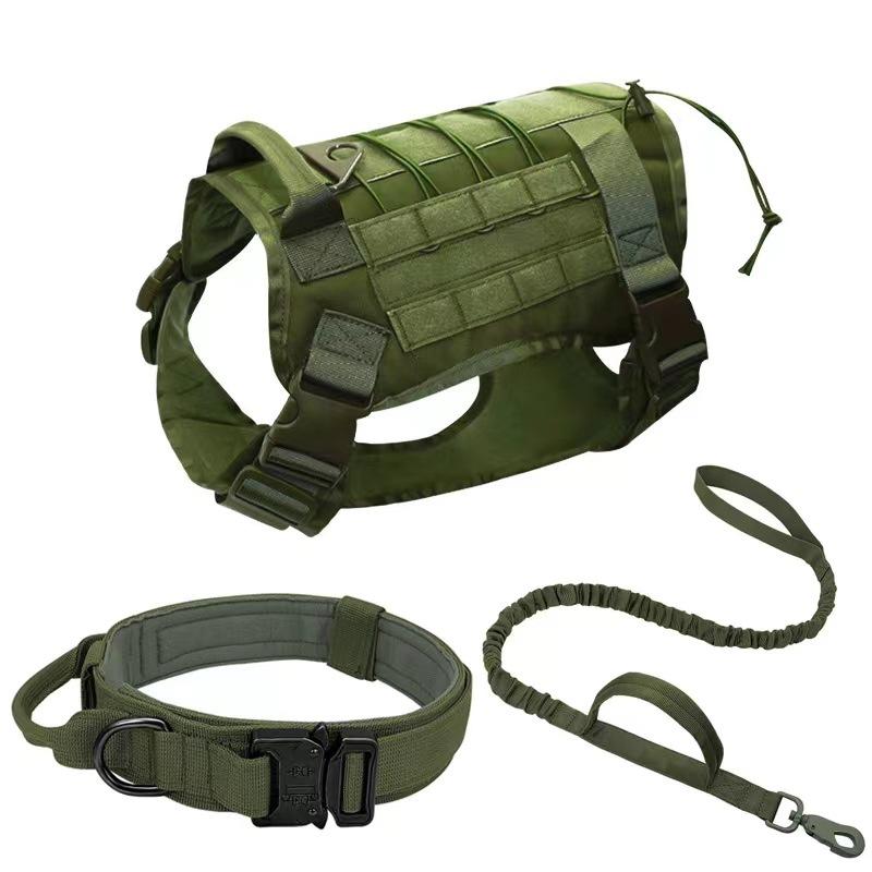 Large Dog Collar Dog Harness And Leash Set Pet Training Vest Tactical German Shepherd K9 Harnesses For All Sizes Dogs