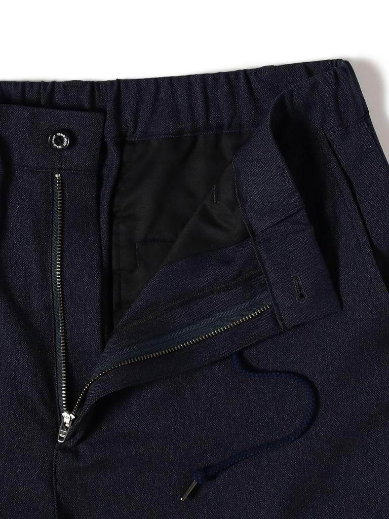 Beams Heart Men's Polymelange Twill Wide-Leg Pants, Navy, XL