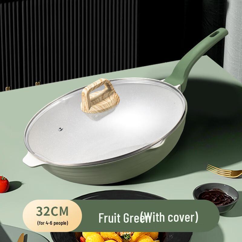CINDYCOCO Maifan Stone Non-stick Wok with Lid