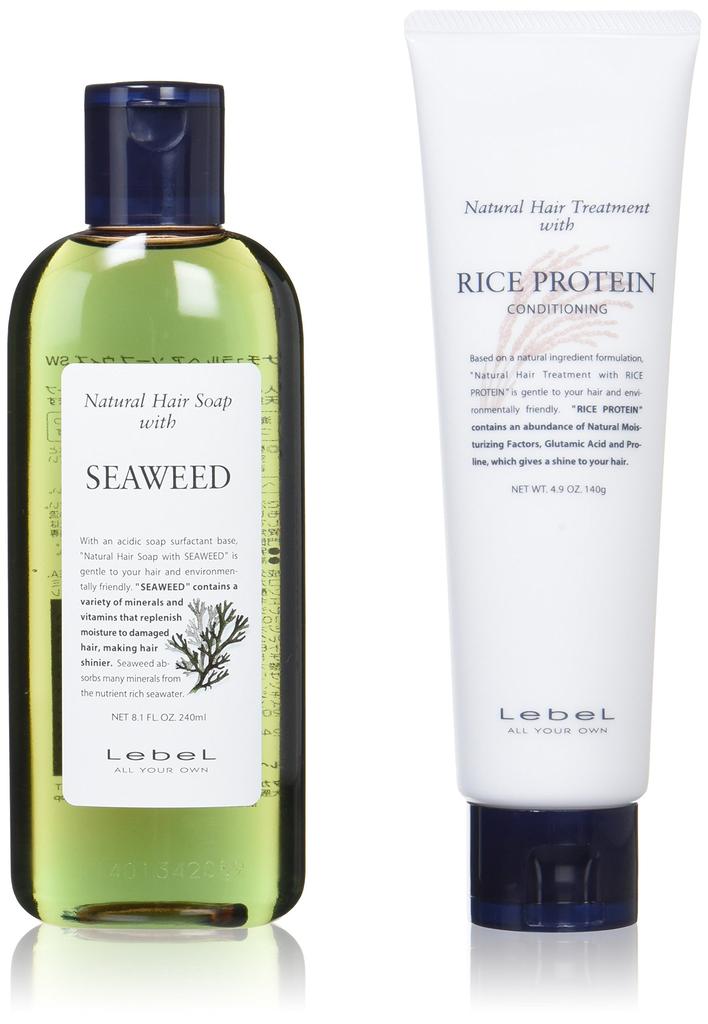Lebel Натуральное мыло для волос с морскими водорослями SW 240 мл Натуральное средство для волос с рисовым протеином RP 140 г Набор и