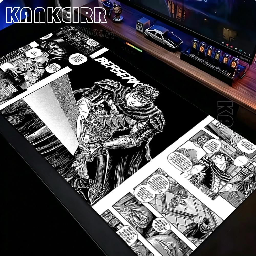 Black White Anime Mouse Pad Guts sword in Berserk Gamer Big Mouse Mat Computer Gaming Accessories Keyboard Laptop Mousepad