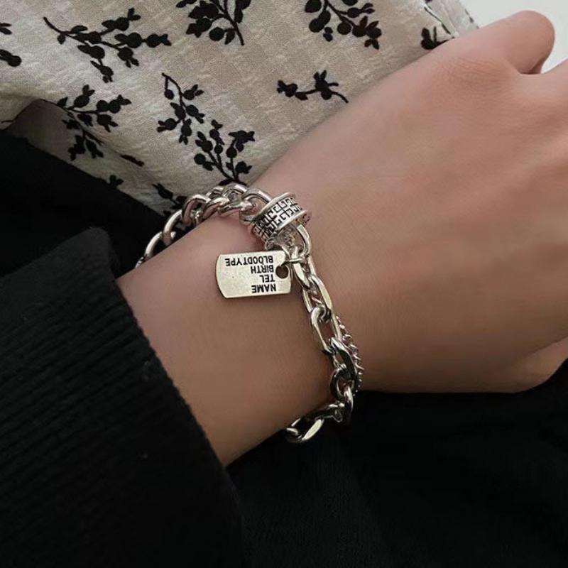 Hip Hop Trend Pendant Bracelet Double Layer Stackable Bangle Women Men Minimalist Niche Pendant Party Jewelry Gifts