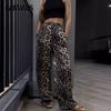 Fashionable Leopard Print High Waist Wide Leg Pant Women's Spring Loose Dragging Casual Trousers
