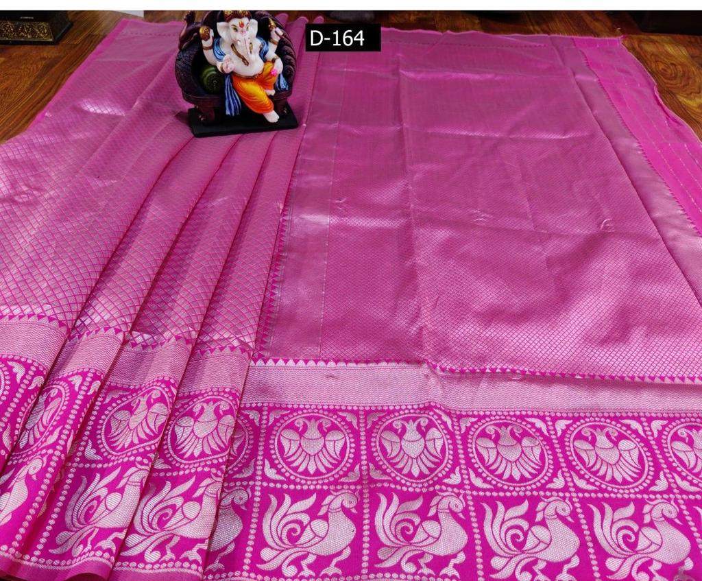 Индийское традиционное мягкое шелковое сари личи с жаккардовым плетением